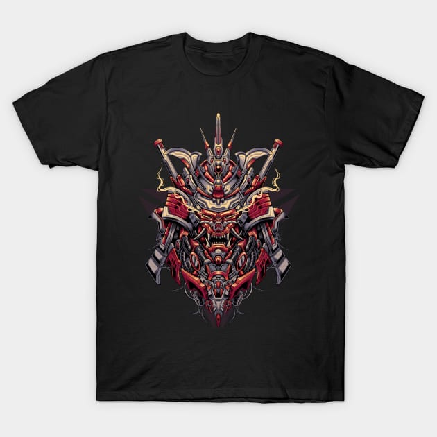 Great Skull Samurai Mecha Illutration 2 T-Shirt by akmalzone